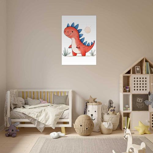 Artfulprints  Kleurrijke dinosaurus   poster A4 21x29.7 cm