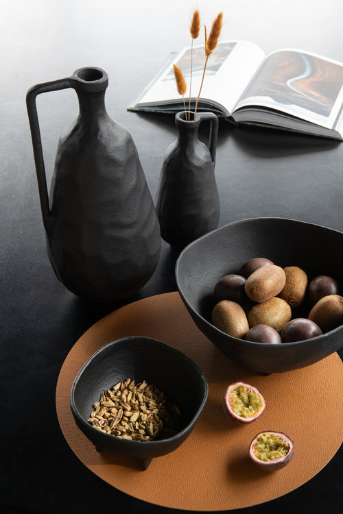 J-Line placemat Rond - kunststof - cognac - 6 stuks - vtwonen shop