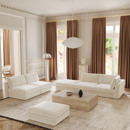 Sia Home - Modulaire bank NEST - Zacht aanvoelende geweven stof - Beige - 301 CENTIMETERScm
