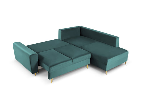 Cosmopolitan Design Converteerbare hoekbank rechts met opbergdoos Kyoto 5-zits, flueel, olie - 194x243x88cm