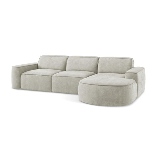 LaMiaSofa hoekbank rechts Melissa - chenille stof - parel - 284x166x70