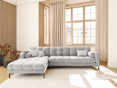 Cosmopolitan Design linker hoekbank Bali 5-zits, flueel, geld - 185x293x75cm