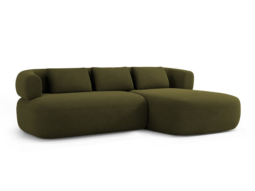 Micadoni rechter hoekbank Jenny 5-zits, flueel groente - 145x225x73cm