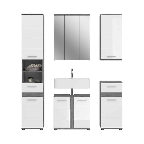 Furnilux Blake badkamercombinatie 5-delig rookzilver / wit - 164cm x 191cm x 34cm - vtwonen shop