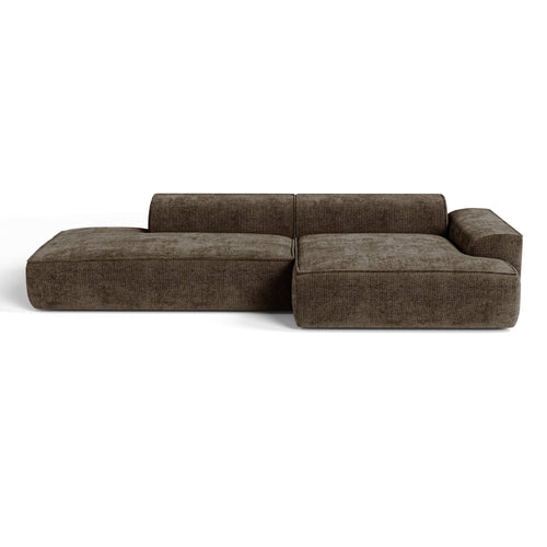 Premium Interiors - Rechthoekige hoekbank HANA - fluweel weefsel expresso bruin 300cm