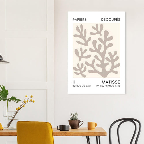 Artfulprints  Matisse – Coral shadows grey   poster A4 21x29.7 cm