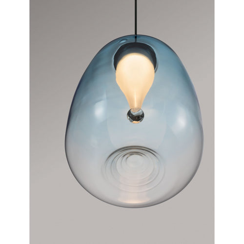 Nova Luce OBLO Slanke hanglamp voor aan het plafond, blauw, matzwart, LED 3W 140lm 3000K