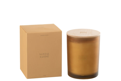 J-Line geurkaars Accords Essentiels - Santal Satiné - glas - geel - 52U