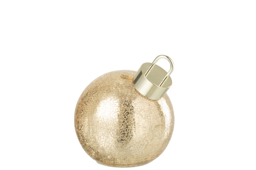 J-Line kerstbal - glas - goud - small - LED lichtjes