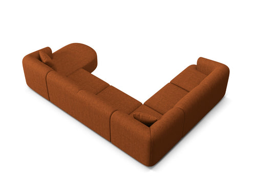 Cosmopolitan Design Modulaire panoramische hoekbank links Campi 7-zits, structurele stof baksteen - 255x330x70cm