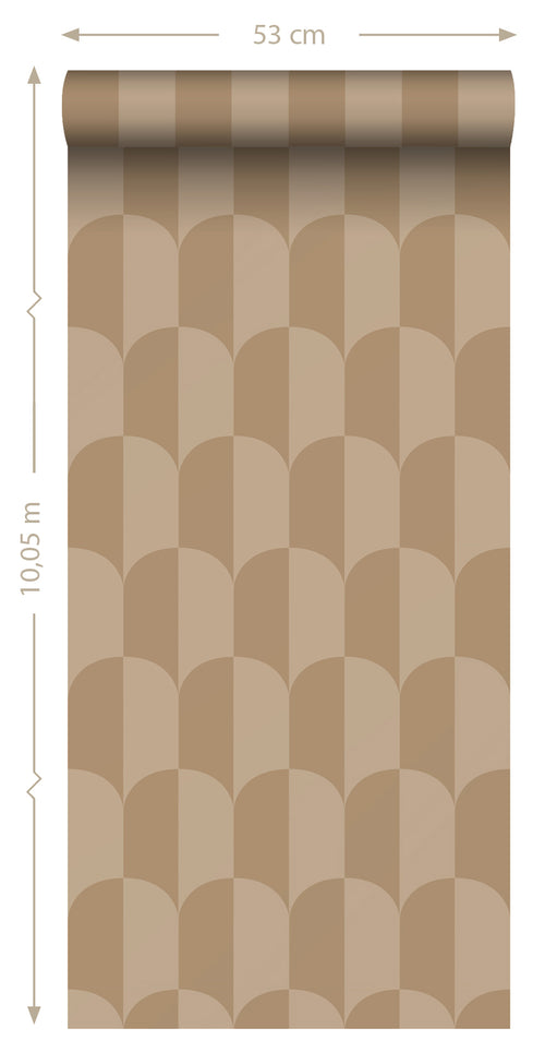ESTAhome behang art deco bogen donker beige - 50 x 900 cm - 131233 - vtwonen shop