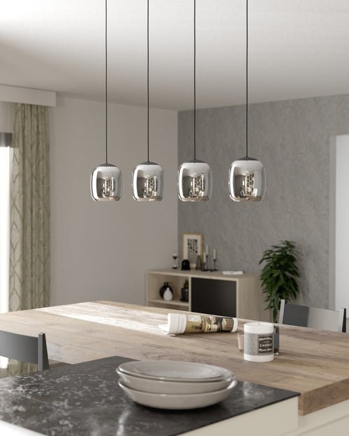 EGLO hanglamp Ciampino - e27 - 97,5 cm - zwart/grijs - glas