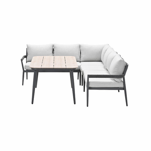 Barcelona lounge-diningset -5-dlg. - c. black -dark grey - valley sand
