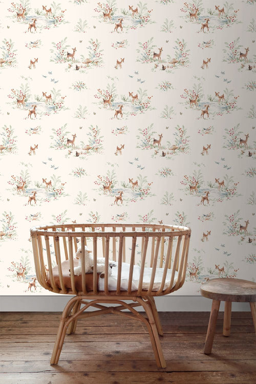 ESTAhome behang hertjes licht crème beige - 50 x 900 cm - 131428