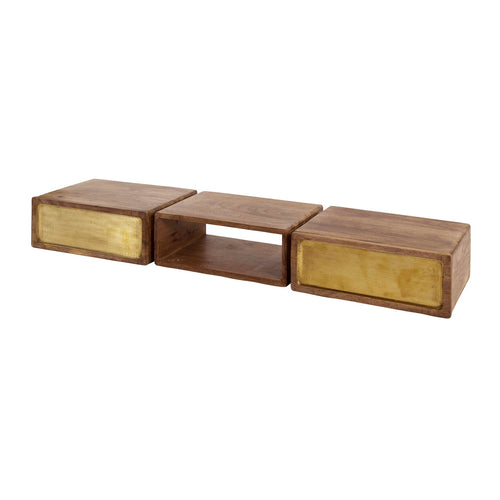 Giga Meubel Sidetable Brass - Brass Hout - 123x30x15cm