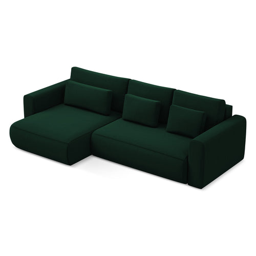 LaMiaSofa hoekbank links Perugia - velours - flessengroen - 278x149x82
