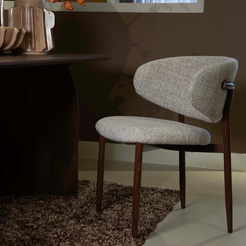 DÉJA Living Eetkamerstoel Jessie - Taupe/Walnoot - Set van 2