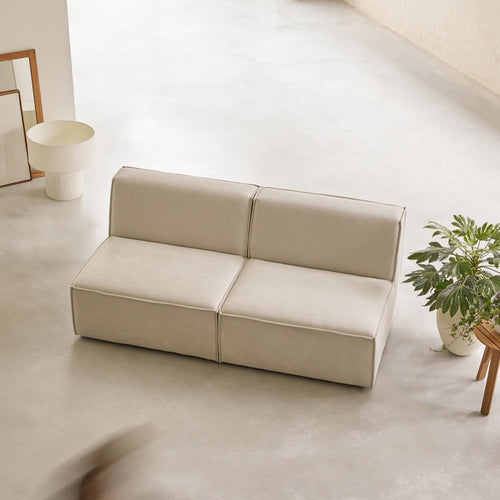 Tikamoon Modulaire rechte bank in beige stof, 2-zit - Beige - vtwonen shop