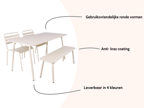 MaximaVida metalen tuinset Max 150 cm ivoor - 4-delig bank zonder rugleuning - vtwonen shop