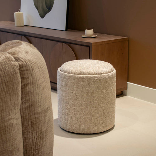 DÉJA Living Bijzettafel Zara - Beige/Naturel - Incl. Opbergruimte - Ø40cm