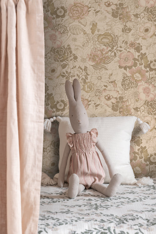 ESTAhome behang vintage bloemen lichtbruin en oudroze - 50 x 900 cm - 139764 - vtwonen shop