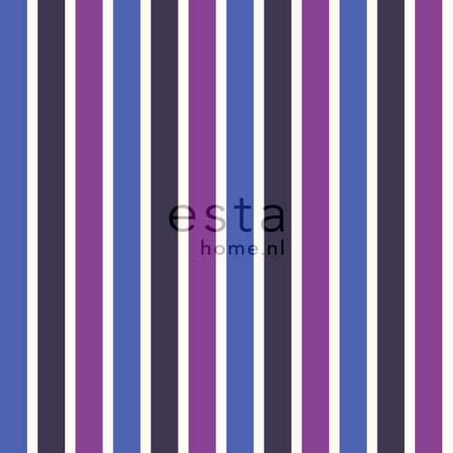 ESTAhome behang strepen blauw en paars - 53 cm x 10.05 m - 116518