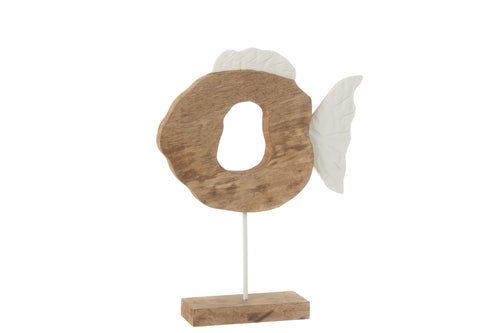 J-Line decoratie Vis Op Voet - hout - wit/naturel - vtwonen shop