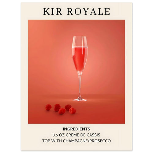 Artfulprints  Kir Royale cocktail - Ingrediënten   poster 30x40 cm - vtwonen shop
