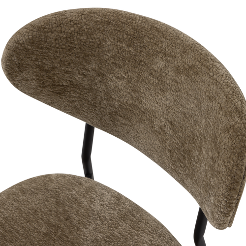 WOOOD eetkamerstoelen Kjeld - Chenille - Bruin - Set van 2