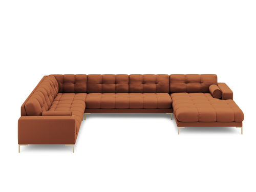 Cosmopolitan Design Panoramische hoekbank links Bali 7-zits, structurele stof, baksteen - 256x327x75cm