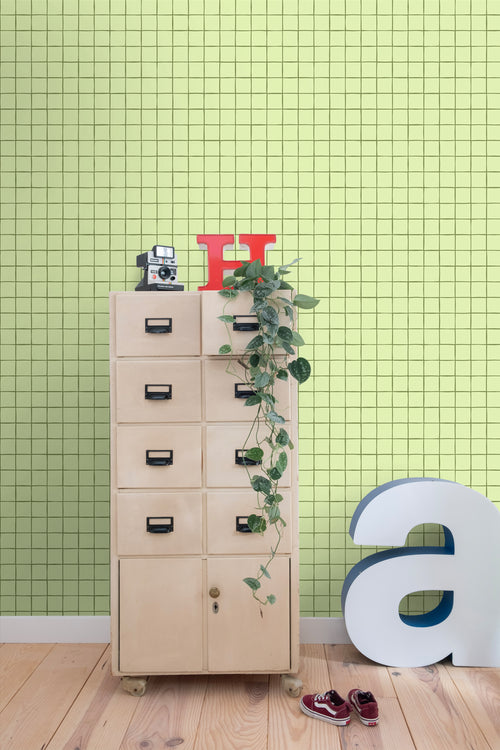 ESTAhome behang geblokt motief groen - 50 x 900 cm - 131592 - vtwonen shop