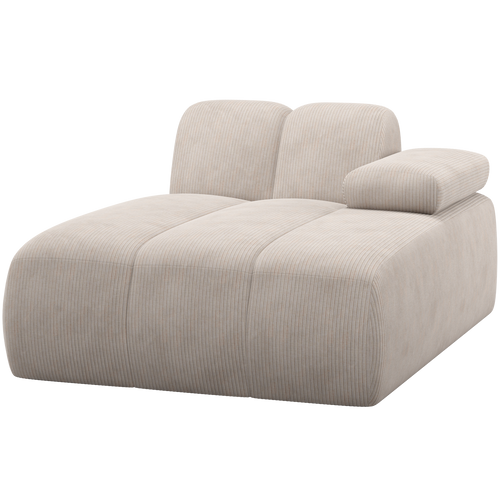 WOOOD chaise longue element bank rechts Mojo - Ribstof - Ecru - 74x124x162
