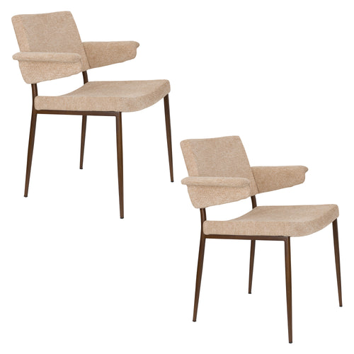 Dutchbone Portland Eetkamerstoel met leuning Beige - Set van 2 - vtwonen shop