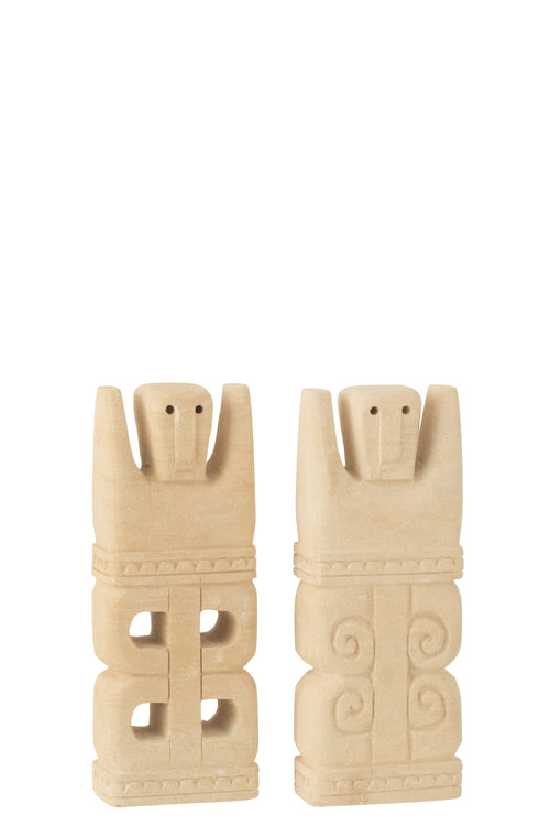 J-Line decoratie Standbeeld Marie - steen - naturel - 2 stuks