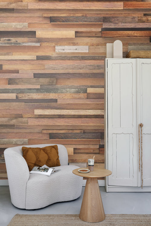 Sanders & Sanders fotobehang houten planken beige, bruin en grijs - 360 x 270 cm - 600517 - vtwonen shop