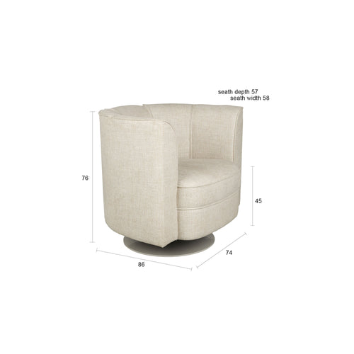 Dutchbone Flower Fauteuil/ Draaistoel Beige