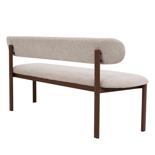 Giga Meubel Eetkamerbank Noor Beige/Walnoot - 200 cm - Stof - Japandi