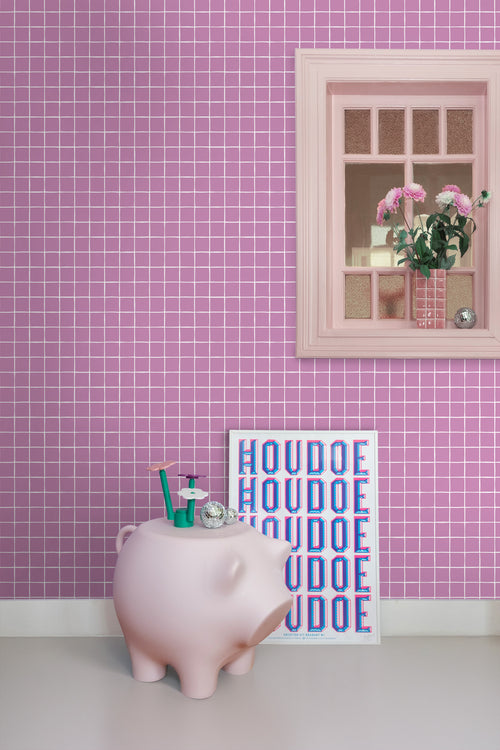 ESTAhome behang geblokt motief paars - 50 x 900 cm - 131269 - vtwonen shop