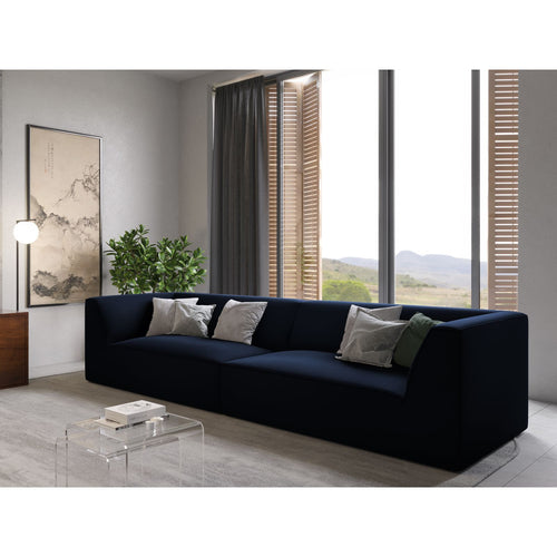 Cosmopolitan Design - Bank Siena 4-zits, flueel koningsblauw - 93x302x69cm