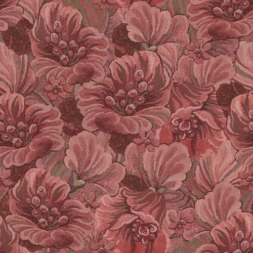 ESTAhome behang geborduurd bloemmotief bordeaux rood - 50 x 900 cm - 131870