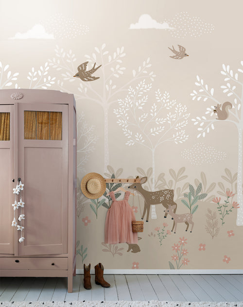 ESTAhome fotobehang hertjes beige - 250 x 279 cm - 159239 - vtwonen shop