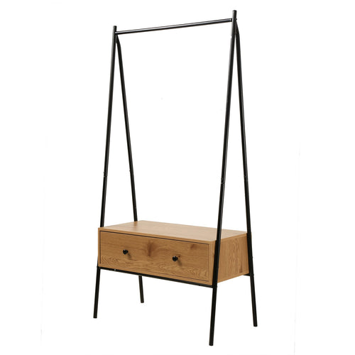 Calicosy - Zwart metalen kleerkast met 1 lade JILL - 39x84x170 cm