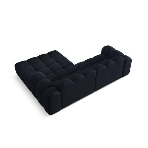 Cosmopolitan Design - Rechter hoekbank Treno 3-zits, flueel donkerblauw - 184x240x70cm
