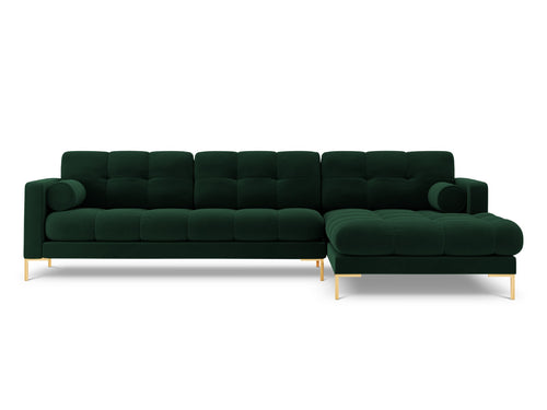 Cosmopolitan Design rechter hoekbank Bali 5-zits, flueel, flessengroen - 185x293x75cm