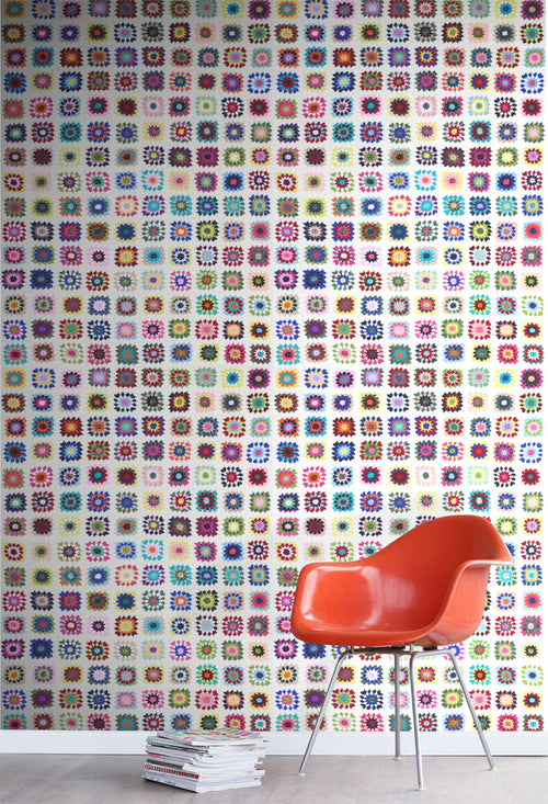 ESTAhome fotobehang gehaakte deken meerkleurig - 100 x 279 cm - 158112 - vtwonen shop