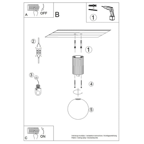 Sollux Lighting Plafondlamp HALO lichtblauw IP44 - 12x12x21cm