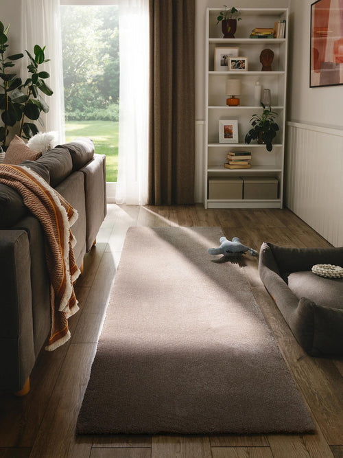 benuta wasbaar shaggy loper Melvin - taupe - 80x250 cm