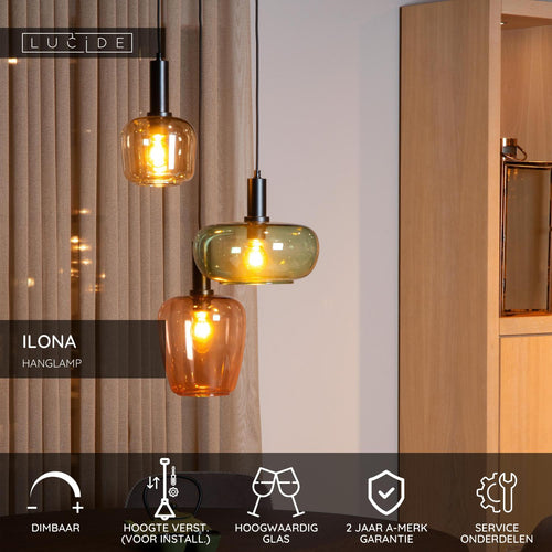 Lucide hanglamp ILONA - 3xE27 - Zwart