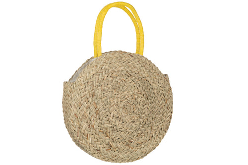 J-Line strandtas Rond Bloem - zeegras - naturel/geel