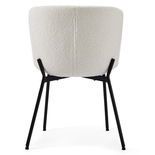 Furnhouse eetkamerstoelen armleuning Teddy - Crème wit - Stof (Bouclé) - Set van 6